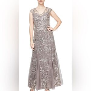 Alex Evenings Metallic Embellished Maxi Dress